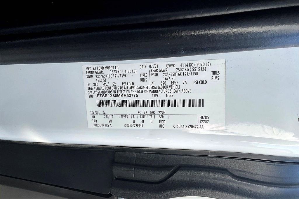 2021 Ford Transit Cargo Van T-250 HI RF RWD