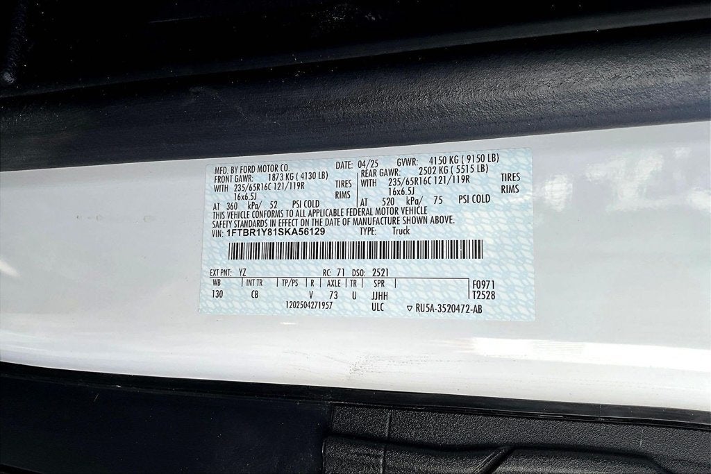 2025 Ford Transit Cargo Van T250 RWD LOW RF