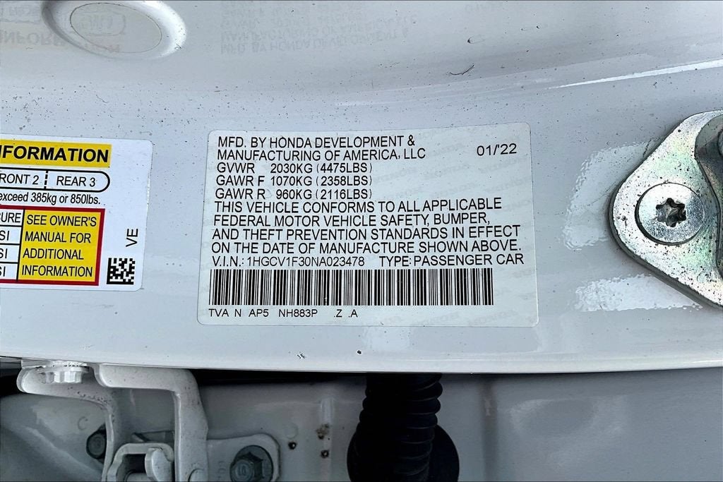 2022 Honda Accord Sedan Sport