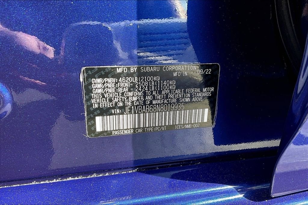 2022 Subaru WRX 4DR SDN CVT