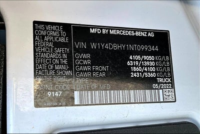2022 Mercedes-Benz Sprinter Cargo Van 2500 STANDARD ROO