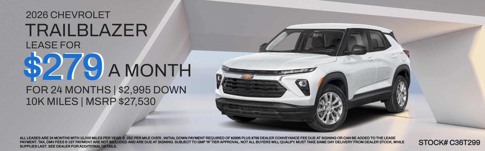 White 2026 Trailblazer on lease 